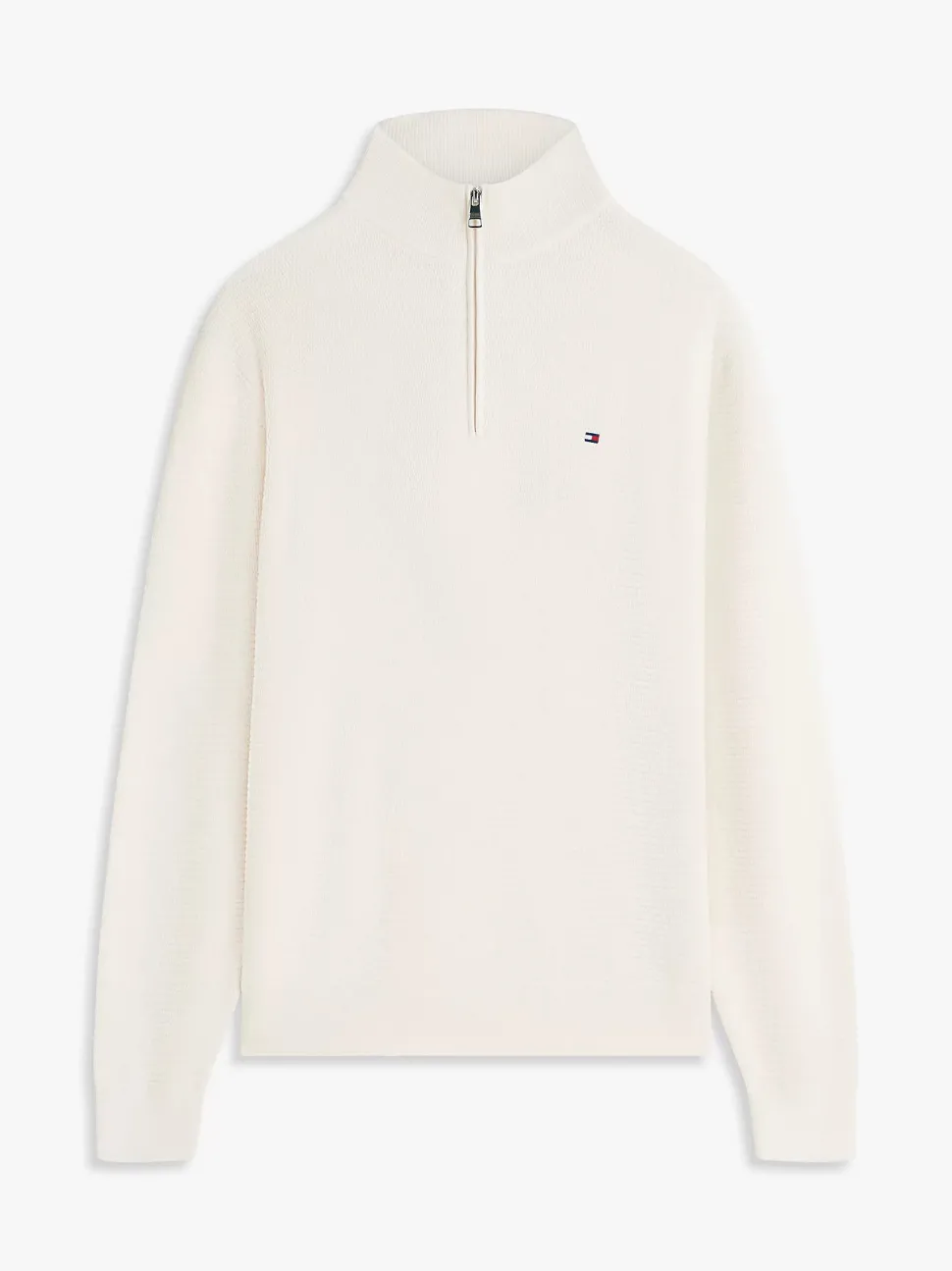 Tommy Hilfiger miesten neulepusero Seasonal Structure Zip Mock, luonnonvalkoinen