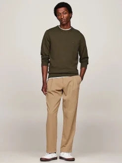 Tommy Hilfiger Miesten Neule, PIMA ORG CTN CASHMERECREW NECK Armeijanvihreä