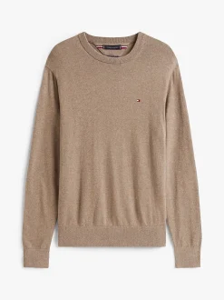 Tommy Hilfiger miesten neulepusero PIMA ORG CTN CASHMERE CREW NECK, Beige