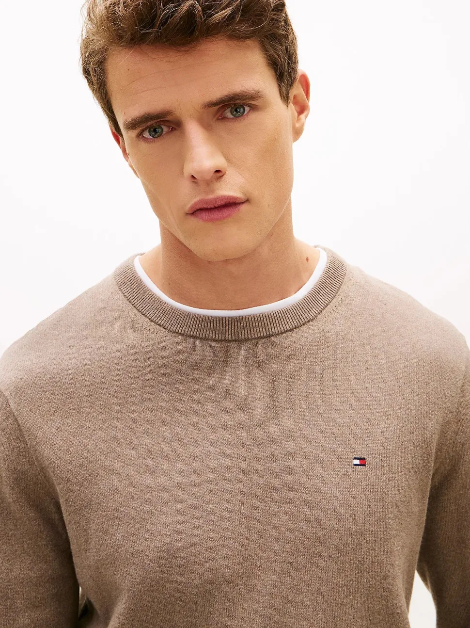 Tommy Hilfiger miesten neulepusero PIMA ORG CTN CASHMERE CREW NECK, kaakaonruskea