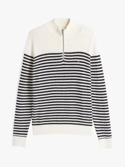 Tommy Hilfiger miesten neule, RACKING STRUCTURE HALF ZIP Raidallinen Valkoinen