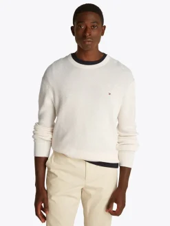 Tommy Hilfiger miesten neule, RACKING STRUCTURE C-NECK Valkoinen