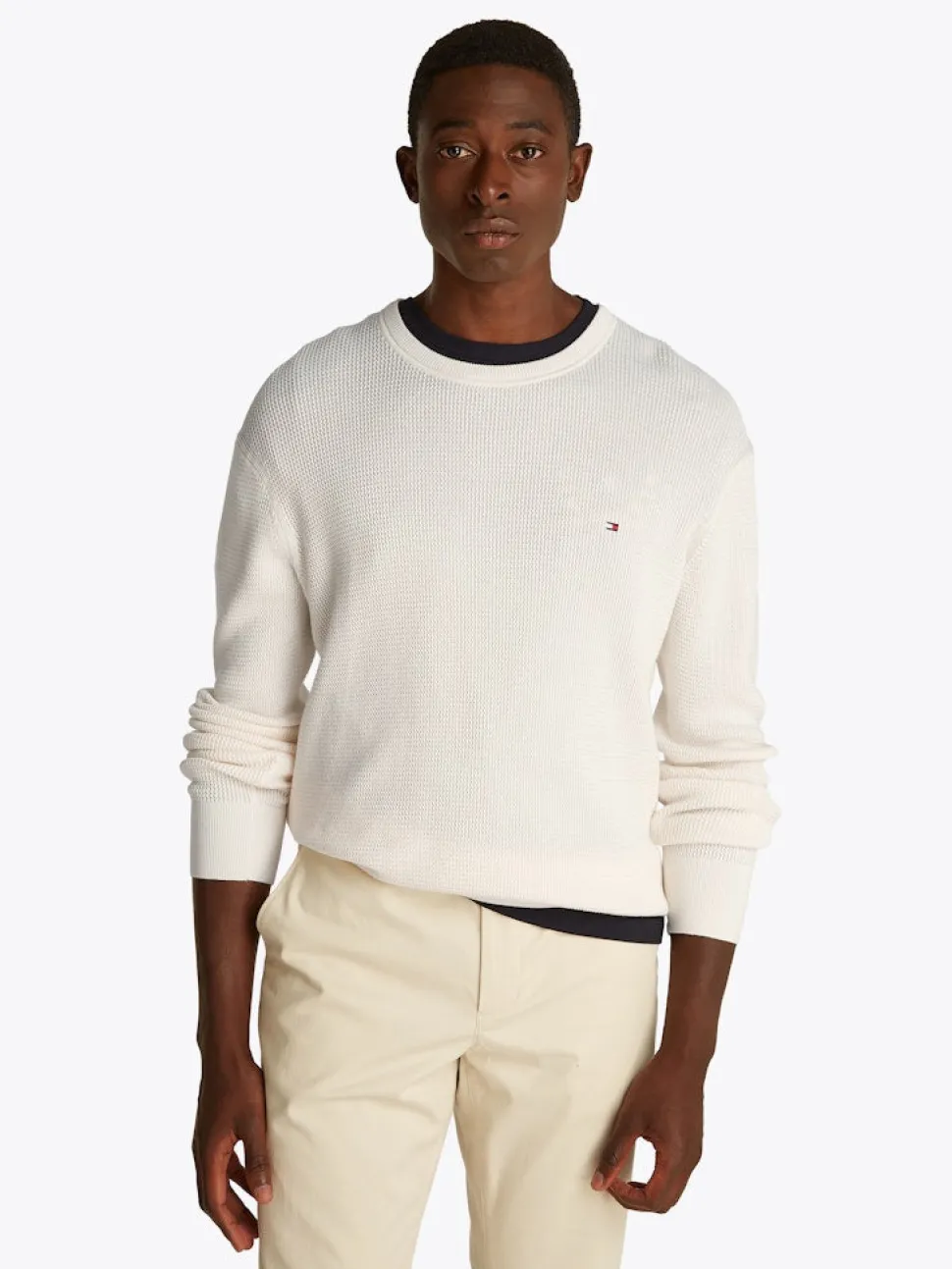 Tommy Hilfiger miesten neule, RACKING STRUCTURE C-NECK Valkoinen