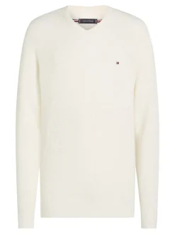 Tommy Hilfiger miesten neule, RACKING STRUCTURE C-NECK Valkoinen