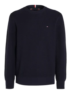 Tommy Hilfiger Miesten Neulepusero, OVAL STRUCTURE CREW Tummansininen