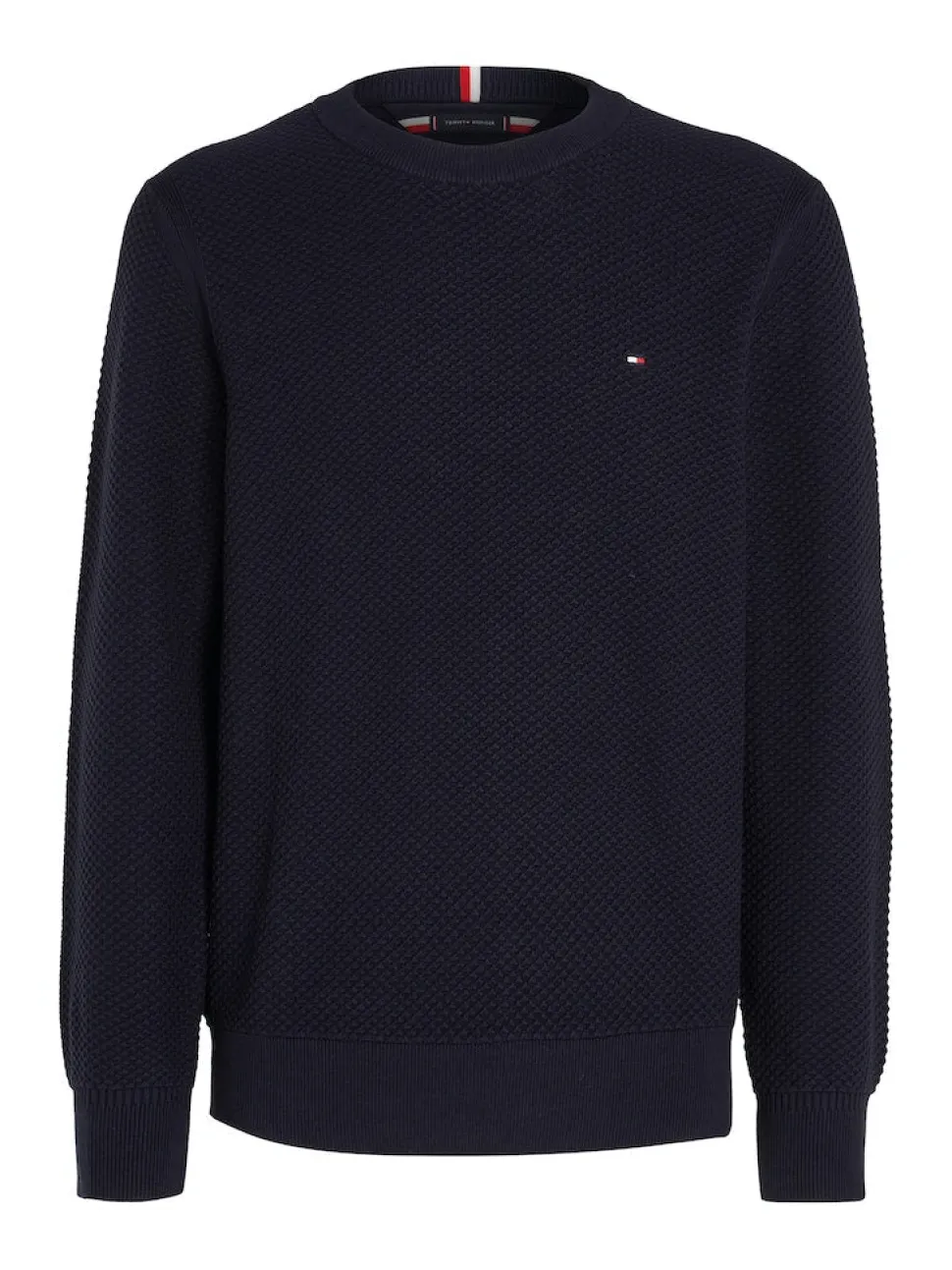 Tommy Hilfiger Miesten Neulepusero, OVAL STRUCTURE CREW Tummansininen