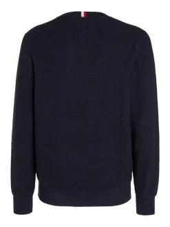Tommy Hilfiger Miesten Neulepusero, OVAL STRUCTURE CREW Tummansininen