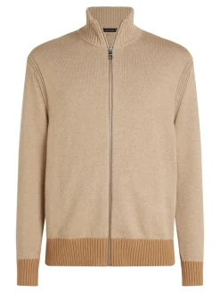 Tommy Hilfiger Miesten Neuletakki, MOULINE ZIP THRU Beige