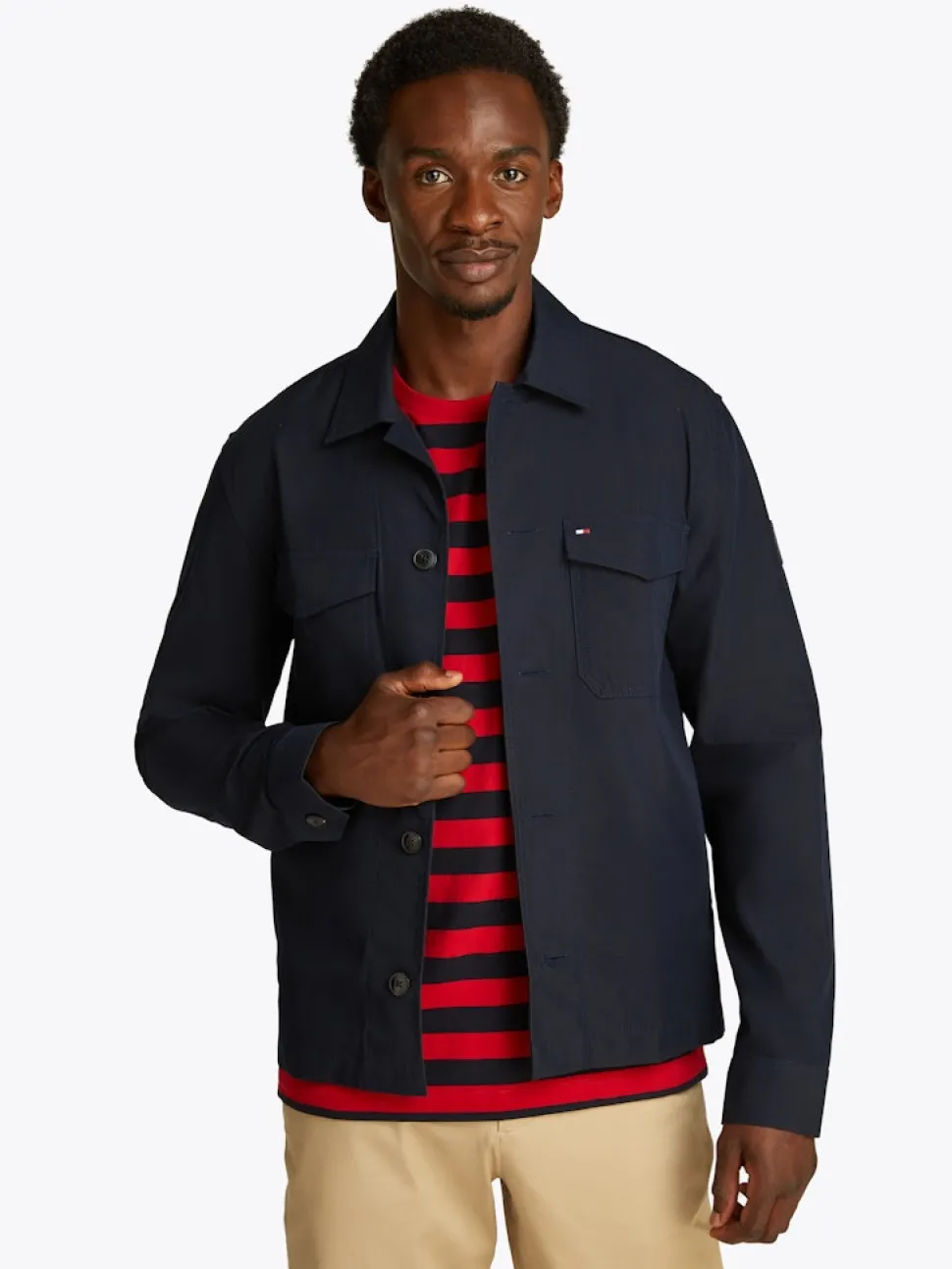 Tommy Hilfiger miesten paita, C0TT0N NYLON SHIRT JACKET Tummansininen