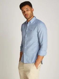 Tommy Hilfiger Miesten Paita, BRUSHED SOLID SF SHIRT Keskisininen