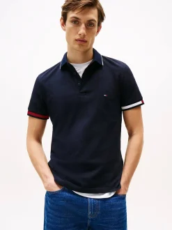 Tommy Hilfiger miesten pikeepaita, FLAG CUFF SLM FIT POLO Tummansininen