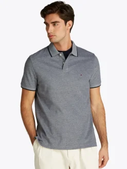 Tommy Hilfiger miesten pikeepaita, OXFORD TWO TONE TIPPED REG POLO Harmaa Kuosillinen
