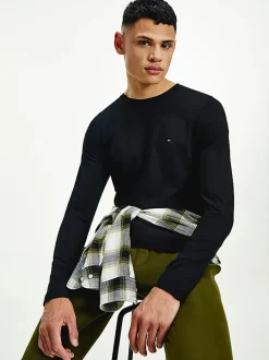 Tommy Hilfiger Miesten Pitkähihainen T-paita STRETCH SLIM FIT LONG SLEEVE TEE Musta