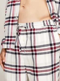 Tommy Hilfiger Miesten Pyjamasetti, LS FLANNEL PJ SHIRT SET Punainen Ruutu