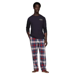 Tommy Hilfiger Miesten Pyjamapaita, LS TEE LOGO GOLD Tummansininen