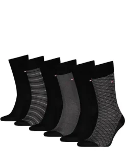 Tommy Hilfiger miesten sukat TH MEN SOCK 6P TIN GIFT BOX BIRDEYE, musta