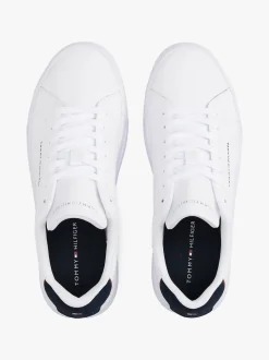 Tommy Hilfiger miesten tennarit, TH COURT LEATHER DETAIL ESS Valkoinen