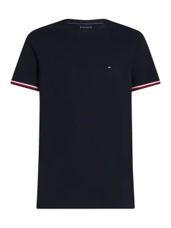 Tommy Hilfiger miesten t-paita, GLOBAL STRIPE CUFF TEE Tummansininen