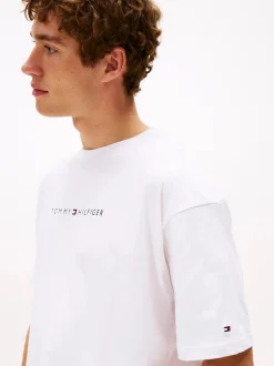 Tommy Hilfiger miesten t-paita, SS TEE CONT LOGO Valkoinen