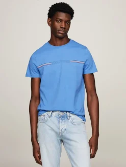 Tommy Hilfiger Miesten T-Paita, STRIPE CHEST TEE Keskisininen