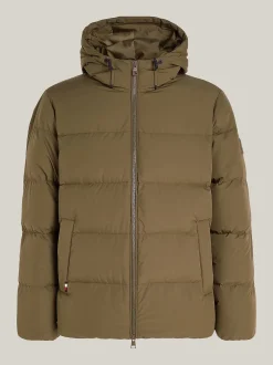 Tommy Hilfiger Miesten Untuvatakki, K DOWN HOODED PUFFER Armeijanvihreä