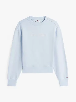 Tommy Hilfiger naisten college, SCRIPT REG PIQUE SWEATER Vaaleansininen