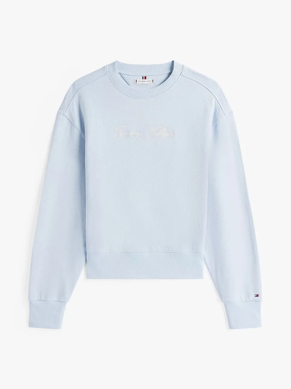 Tommy Hilfiger naisten college, SCRIPT REG PIQUE SWEATER Vaaleansininen