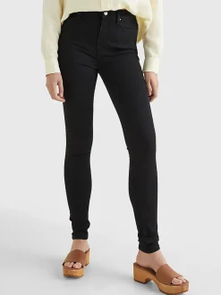 Tommy Hilfiger Naisten Farkut, TH FLEX HARLEM U SKINNY HW BLACK Musta
