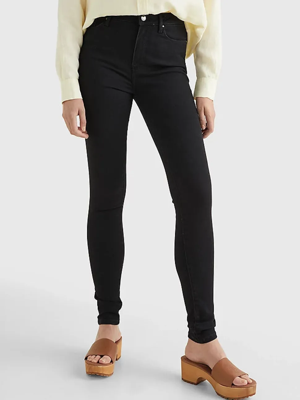 Tommy Hilfiger Naisten Farkut, TH FLEX HARLEM U SKINNY HW BLACK Musta
