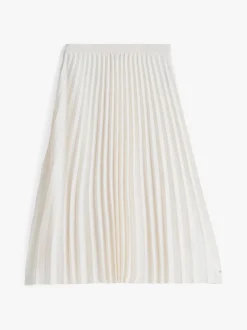 Tommy Hilfiger naisten hame, FLUID PLEATED PULL ON MIDI SKIRT Luonnonvalkoinen