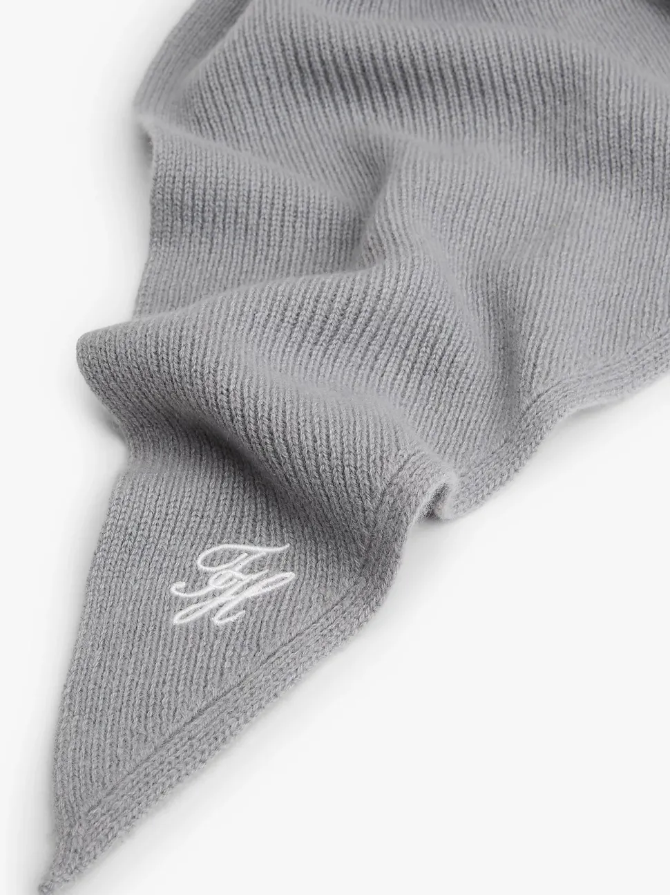 Tommy Hilfiger naisten huivi TOMMY SCRIPT CASH TRIANGLE SCARF, vaaleanharmaa