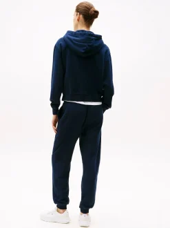 Tommy Hilfiger naisten huppari, REG SCRIPT ZIP HOODIE Tummansininen