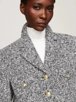Tommy Hilfiger Naisten Jakku, BOUCLE WOOL MIX JACKET Harmaa Kuosi
