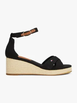 Tommy Hilfiger naisten kengät, FLAG CRISS-CROS MID WEDGE ESPAD Musta