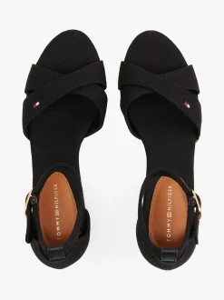 Tommy Hilfiger naisten kengät, FLAG CRISS-CROS MID WEDGE ESPAD Musta