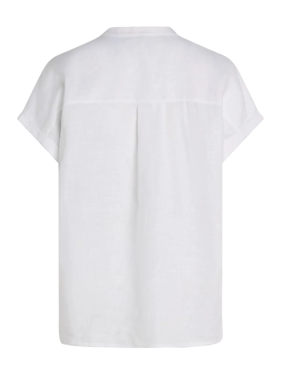 Tommy Hilfiger naisten lyhythihainen pellavapusero, ESS LINEN COLLARLESS SS BLOUSE Valkoinen
