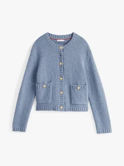 Tommy Hilfiger Naisten Neuletakki, TEXTURED GOLD BUTTON LADY JACKET Vaaleansininen