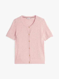 Tommy Hilfiger Naisten Neuletakki, MINI CABLE C-NK CARDI SS Vaaleanpunainen