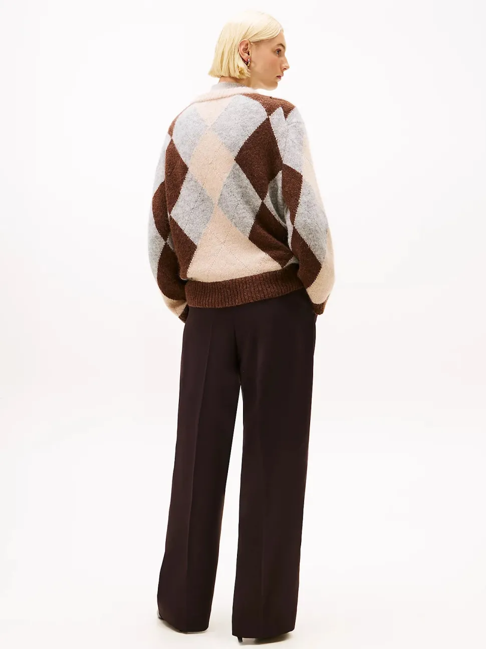 Tommy Hilfiger naisten neulepusero ALPACA BLEND ARGYLE C-NK LS SWEATER, monivärinen kuosi