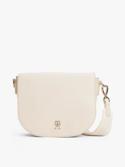 Tommy Hilfiger naisten olkalaukku, TH LOGOTAPE SADDLE BAG Luonnonvalkoinen