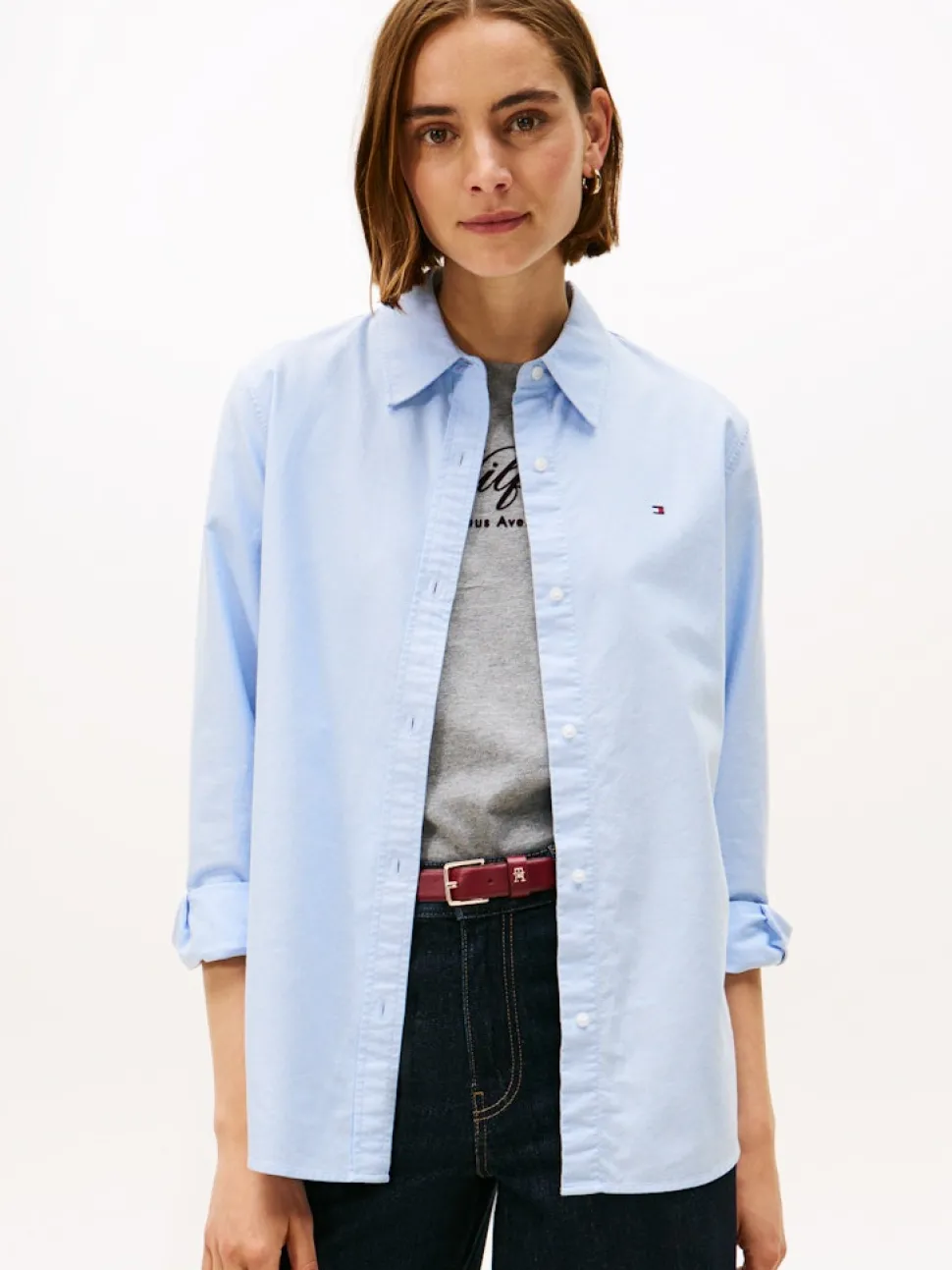 Tommy Hilfiger naisten paitapusero, OXFORD RELAXED FIT SHIRT Vaaleansininen