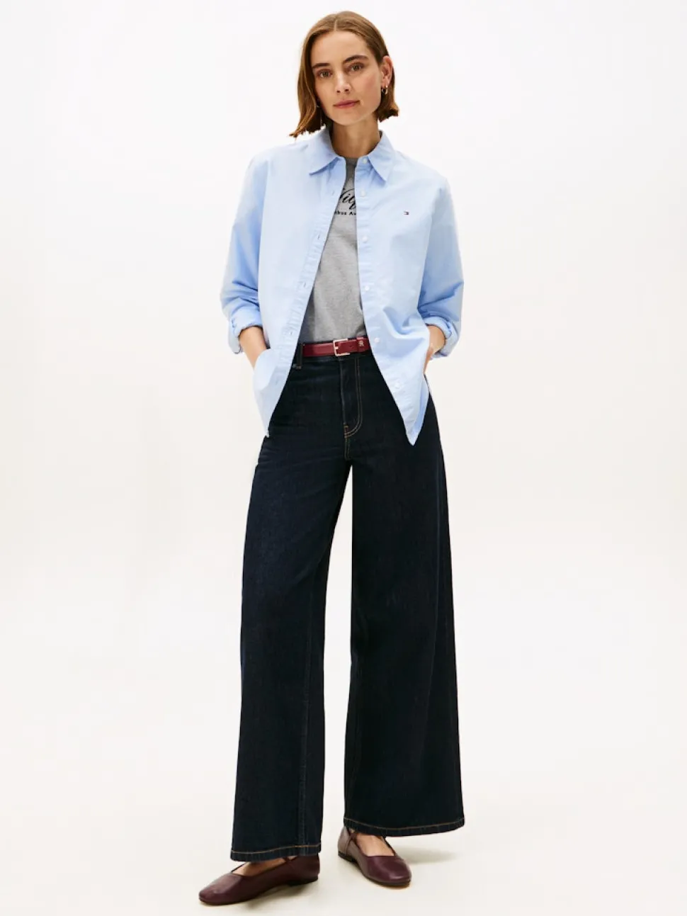 Tommy Hilfiger naisten paitapusero, OXFORD RELAXED FIT SHIRT Vaaleansininen