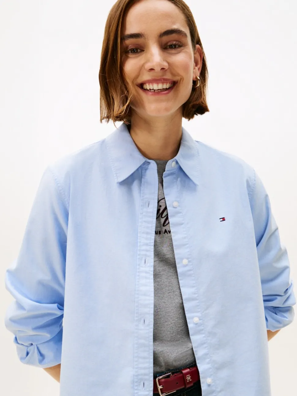 Tommy Hilfiger naisten paitapusero, OXFORD RELAXED FIT SHIRT Vaaleansininen