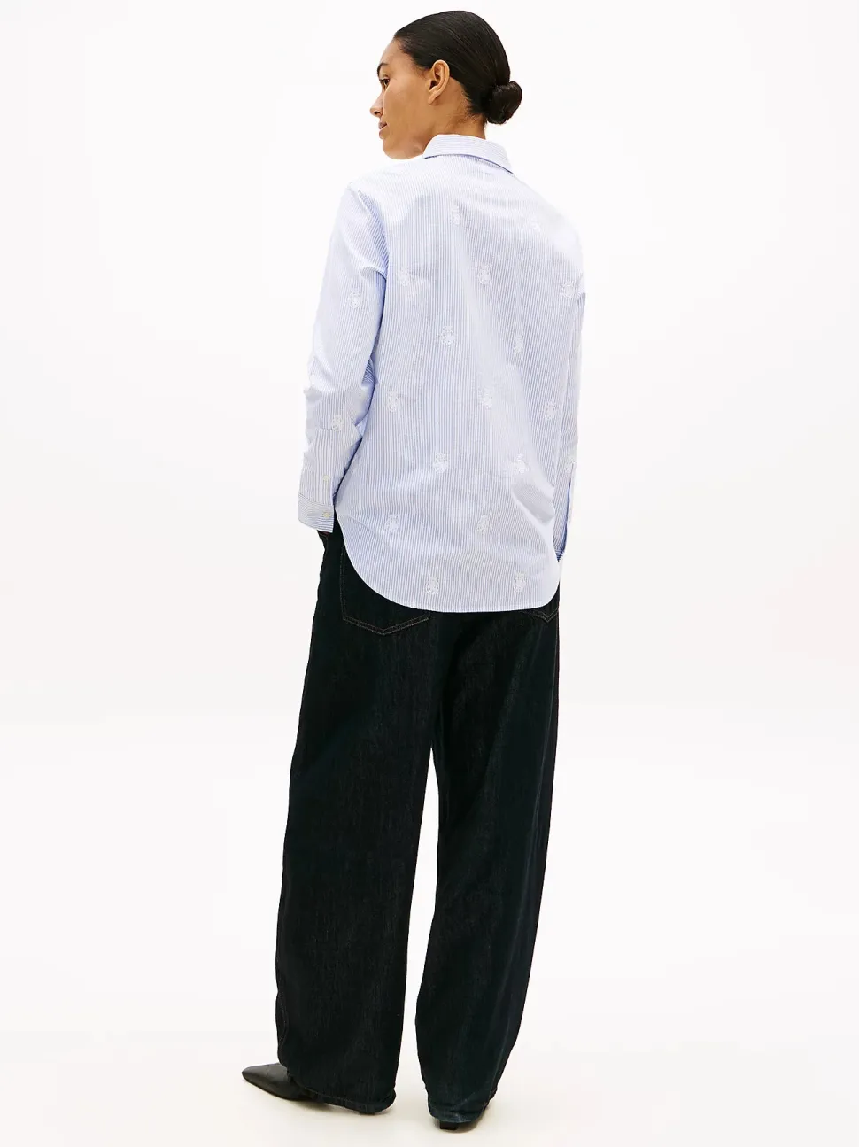 Tommy Hilfiger naisten paitapusero Oxford AOP Relaxed Shirt, vaaleansininen