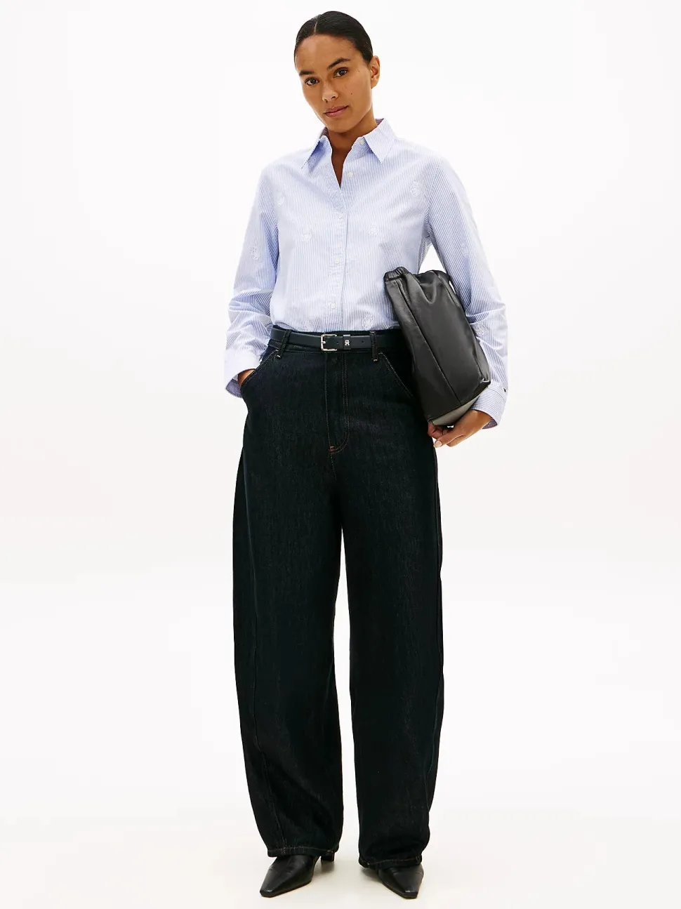Tommy Hilfiger naisten paitapusero Oxford AOP Relaxed Shirt, vaaleansininen