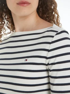 Tommy Hilfiger Naisten Paita, NEW CODY SLIM BOAT-NK Raidallinen Valkoinen