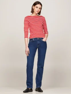 Tommy Hilfiger Naisten Paita, NEW CODY SLIM BOAT-NK Raidallinen Punainen