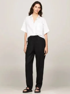 Tommy Hilfiger naisten pellavapaita, LINEN SS SHIRT Valkoinen