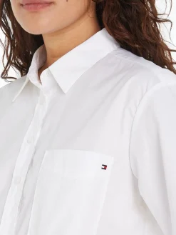 Tommy Hilfiger Naisten Pusero, SOLID COTTON EASY FIT SHIRT Valkoinen