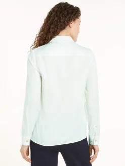 Tommy Hilfiger Naisten Pusero, GOLD BUTTON VISCOSE LS SHIRT Valkoinen